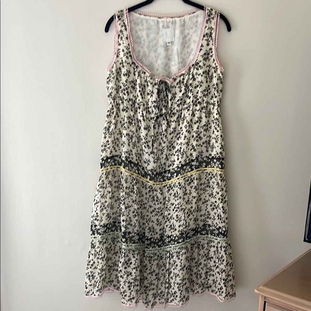 Vintage Y2K Anna Sui Silk Floral Sleeveless Dress